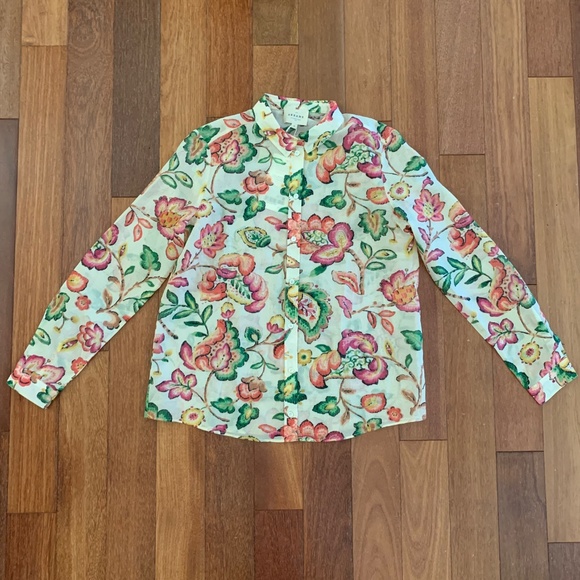 NWT Sezane Pierro Button Down Shirt in Aria Floral Print 36 4 - Picture 3 of 4